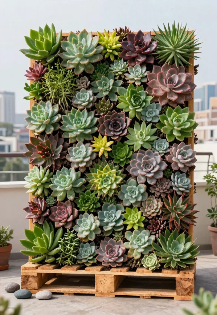 15 Terrace Garden Ideas for Small Spaces Without Soil Spills - 2. Vertical Succulent Wall 1
