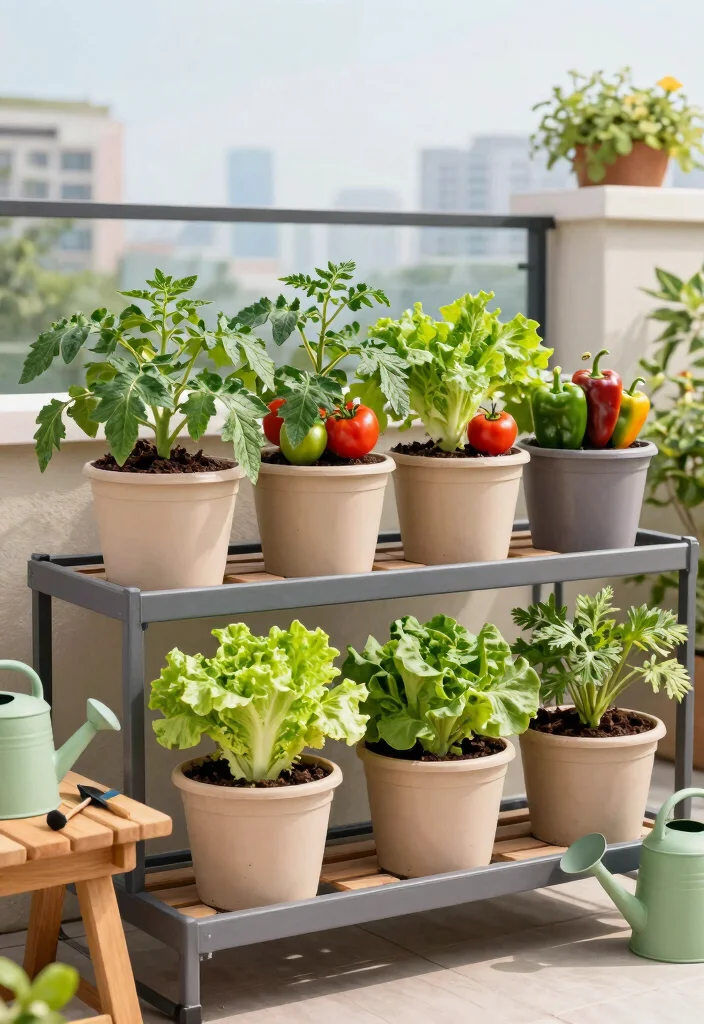 15 Terrace Garden Ideas for Small Spaces Without Soil Spills - 3. Compact Vegetable Containers 1