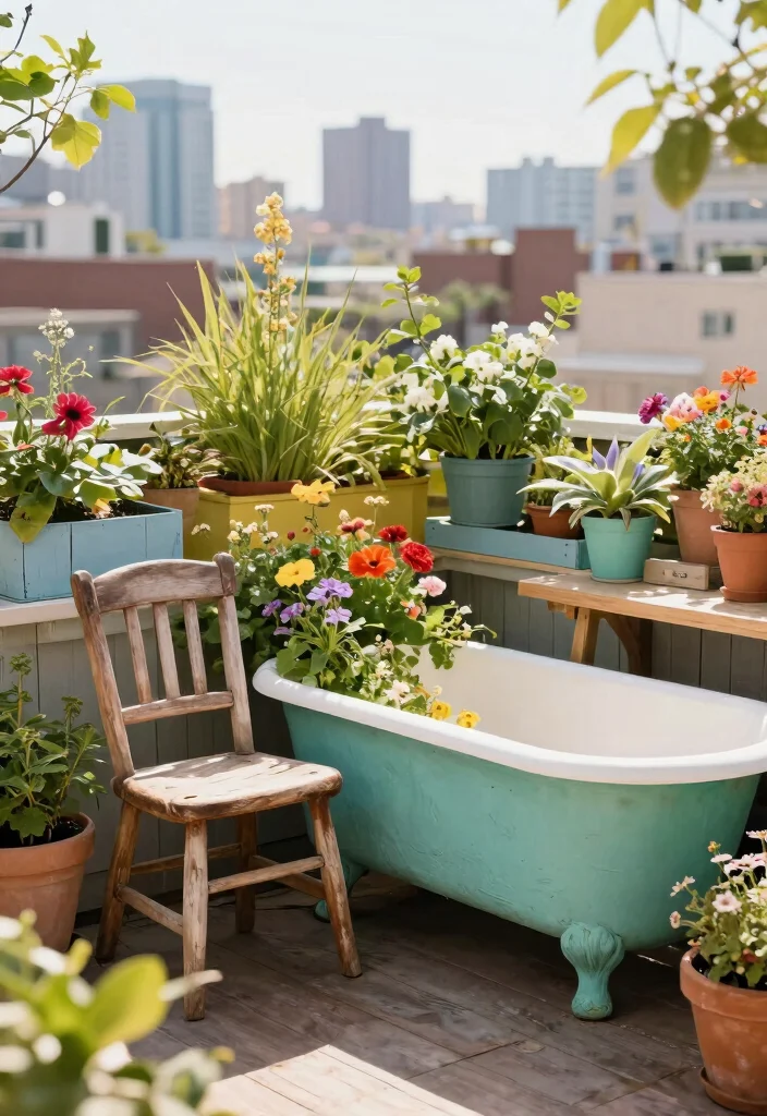 15 Terrace Garden Ideas for Small Spaces Without Soil Spills - 5. Repurposed Furniture Planters 1