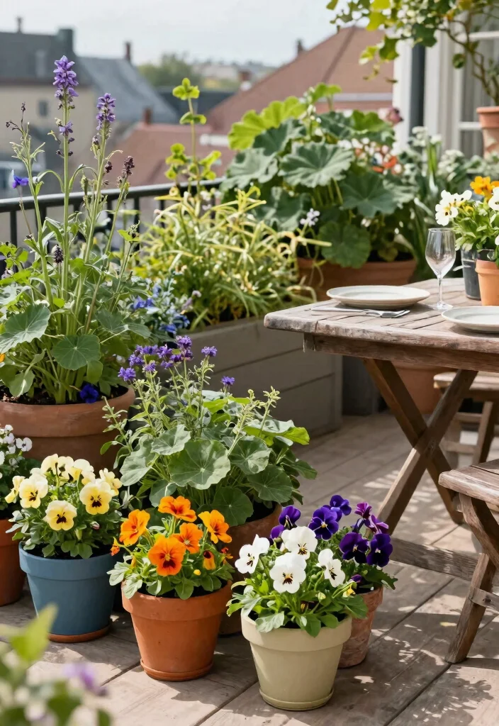 15 Terrace Garden Ideas for Small Spaces Without Soil Spills - 8. Edible Flower Garden 1