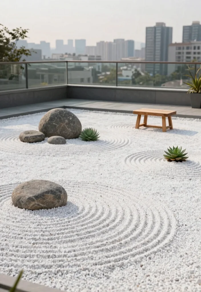 15 Terrace Garden Ideas for Small Spaces Without Soil Spills - 9. Minimalist Zen Garden 1