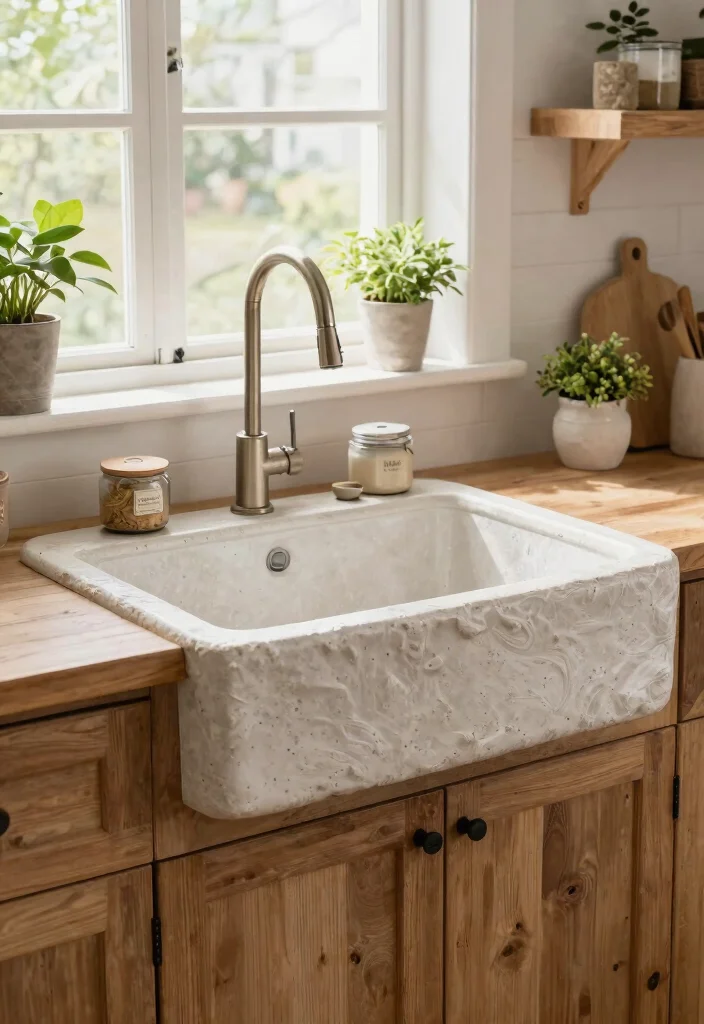 15 Vintage Farmhouse Sink Ideas That Fit Standard Cabinet Openings - 11. Eco-Friendly Farmhouse Sink Made from Recycled Materials 1