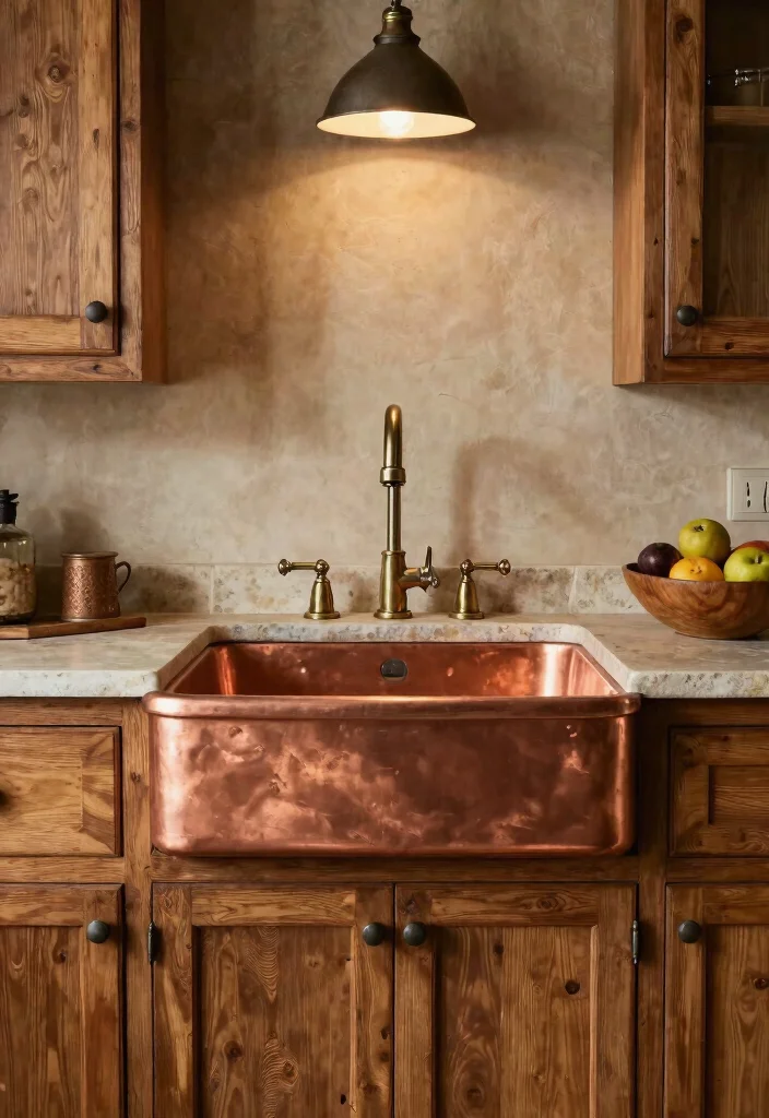 15 Vintage Farmhouse Sink Ideas That Fit Standard Cabinet Openings - 4. Copper Farmhouse Sink for Rustic Elegance 1