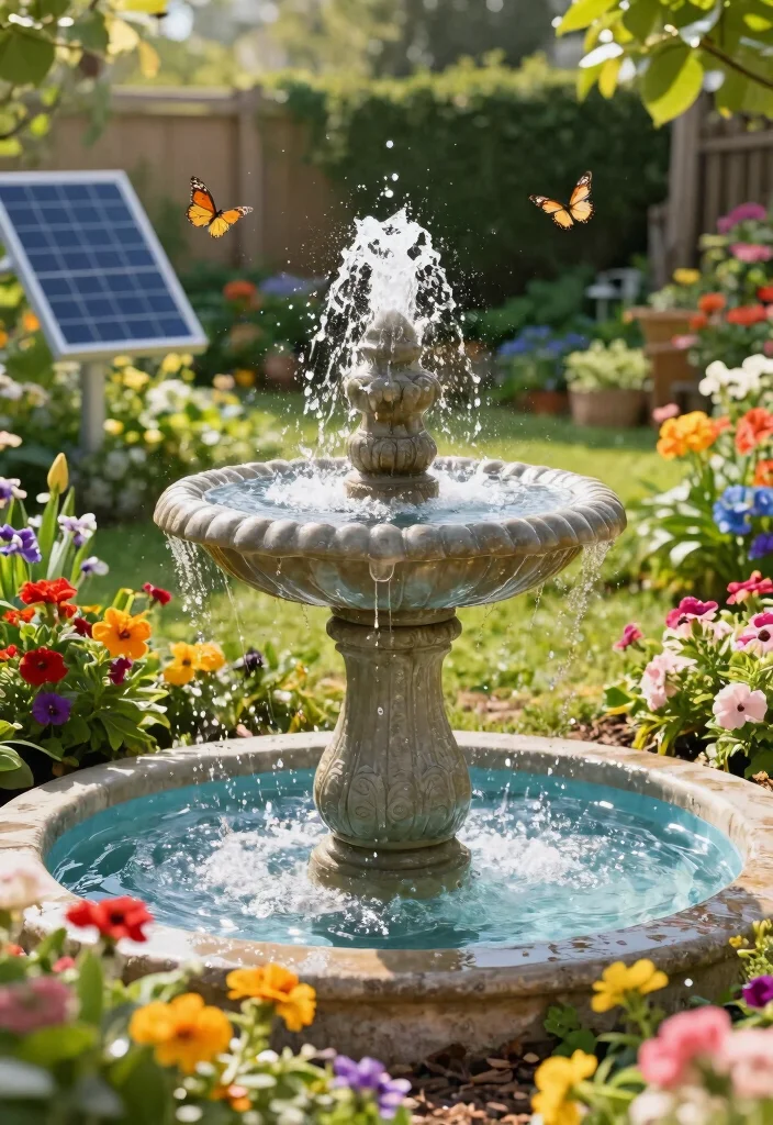 15 Water Fountain Ideas That Run Without Electricity or Plumbing - 2. Solar-Powered Water Features 1