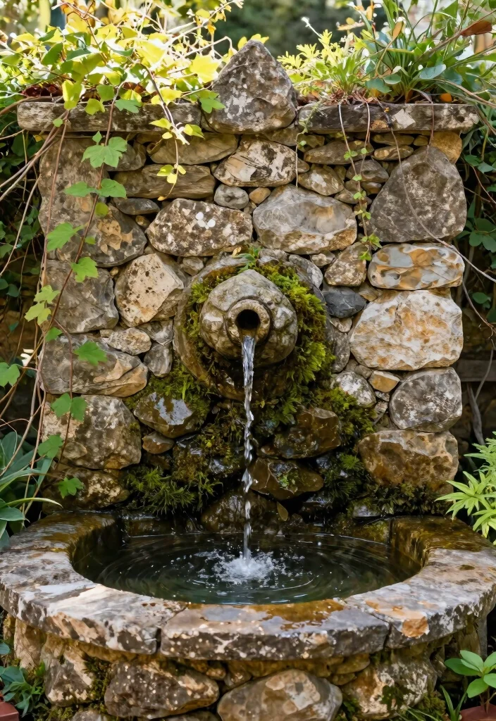 15 Water Fountain Ideas That Run Without Electricity or Plumbing - 4. Stone Wall Fountain 1
