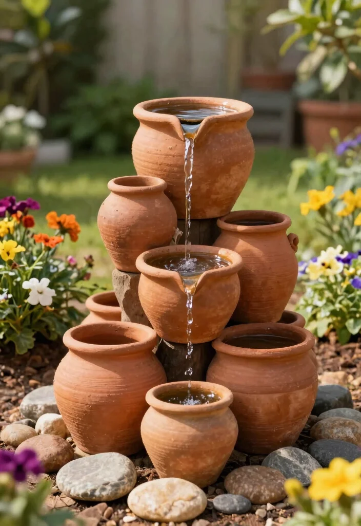 15 Water Fountain Ideas That Run Without Electricity or Plumbing - 7. Clay Pot Fountain 1