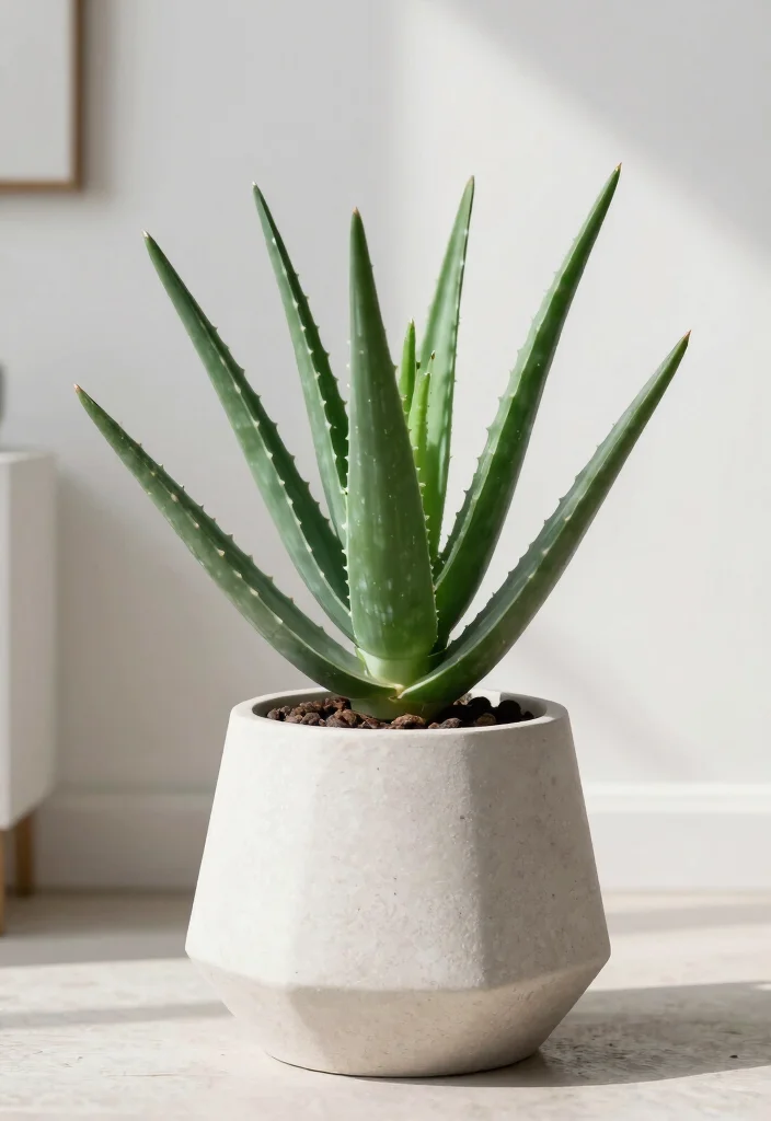 18 Indoor Planter Ideas That Thrive in Low Light Spaces - 14. Aloe Vera in a Unique Planter 1