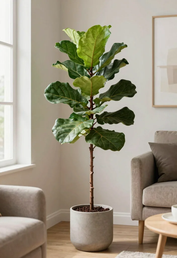 18 Indoor Planter Ideas That Thrive in Low Light Spaces - 9. Fiddle Leaf Fig in a Corner Pot 1